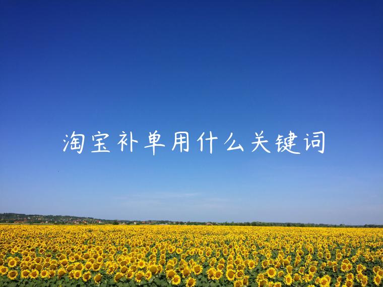 淘寶補單用什么關鍵詞